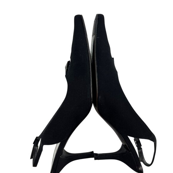 Stuart Weitzman Classic Chic Preppy Black Slingback Heels Embellished Toe 9.5 M - Picture 5 of 13